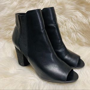 Chinese laundry open toe booties with chunky heel